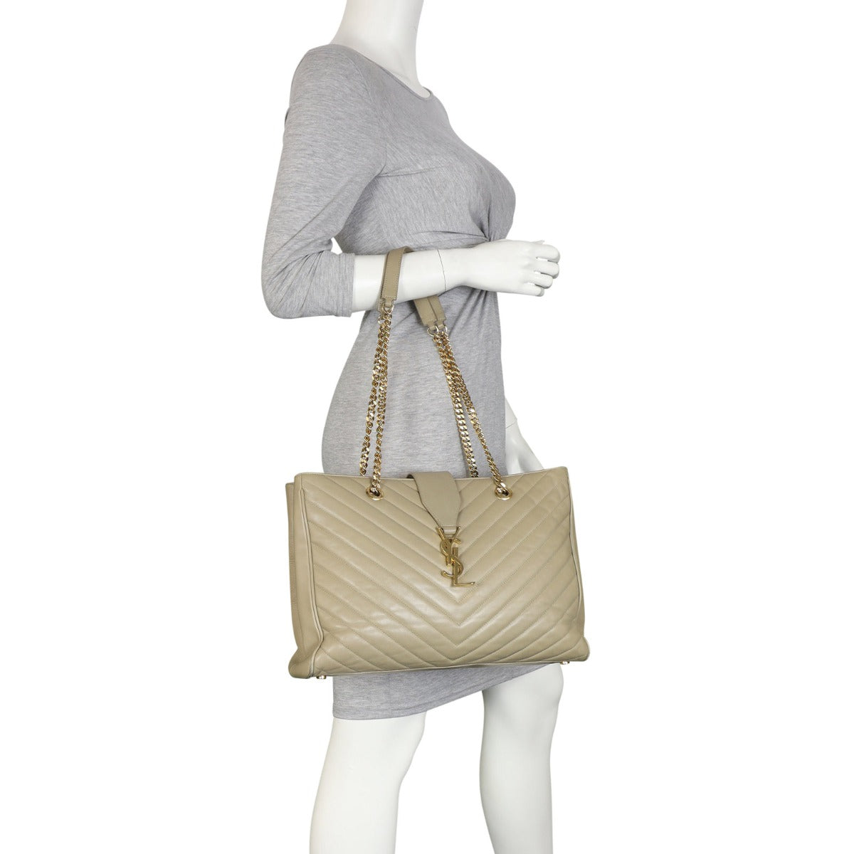 Saint Laurent Chevron Shopping Tote