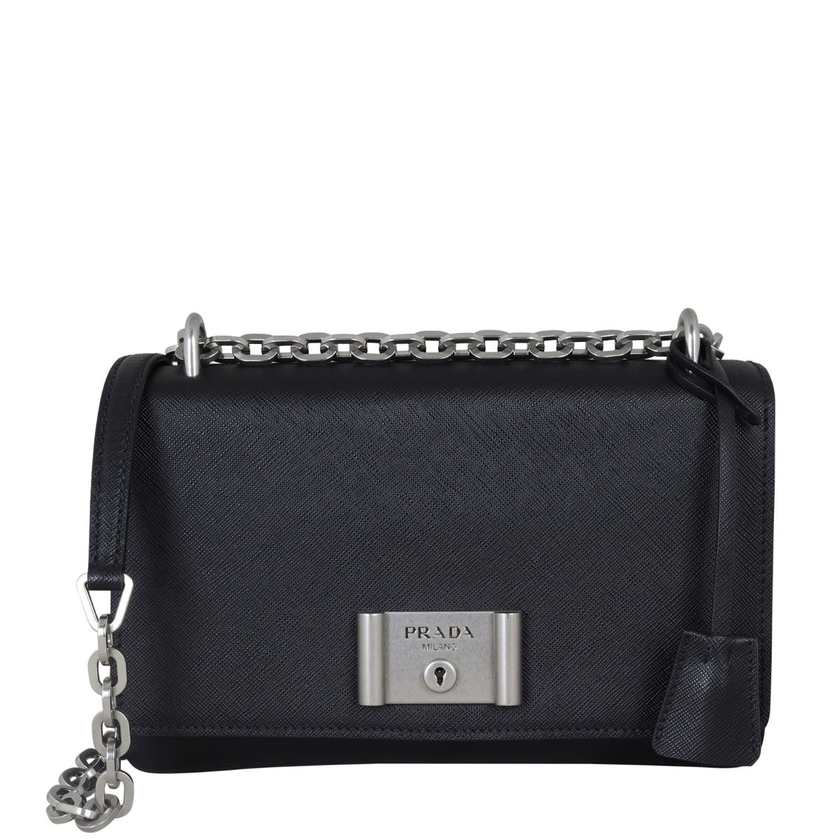 Prada Saffiano Lux Chain Lock Flap Bag