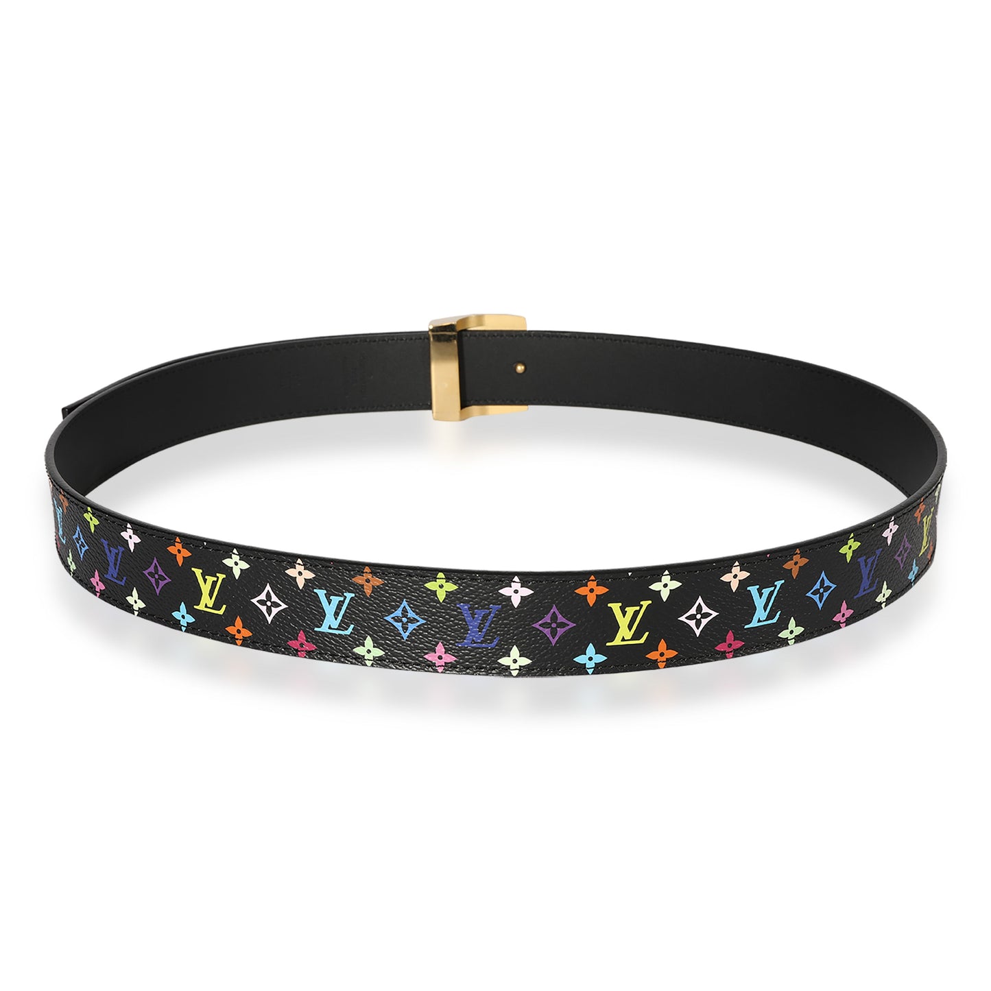 Louis Vuitton Louis Vuitton Black Multicolore Monogram LV Cut Belt 90