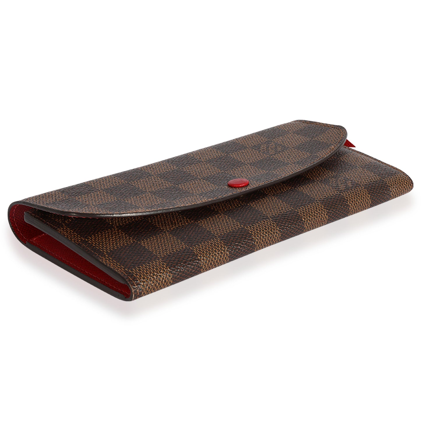 Louis Vuitton Louis Vuitton Damier Ebene & Red Leather Emilie Wallet