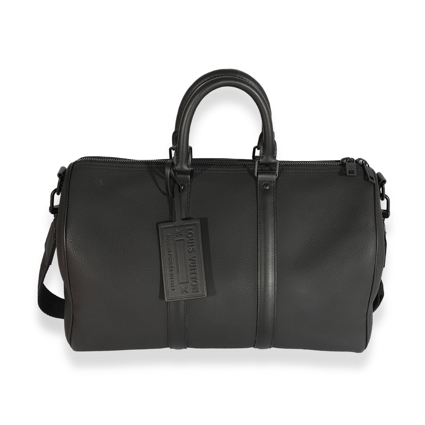Louis Vuitton Louis Vuitton Black Grained Calfskin Aerogram Keepall Bandoulière 40