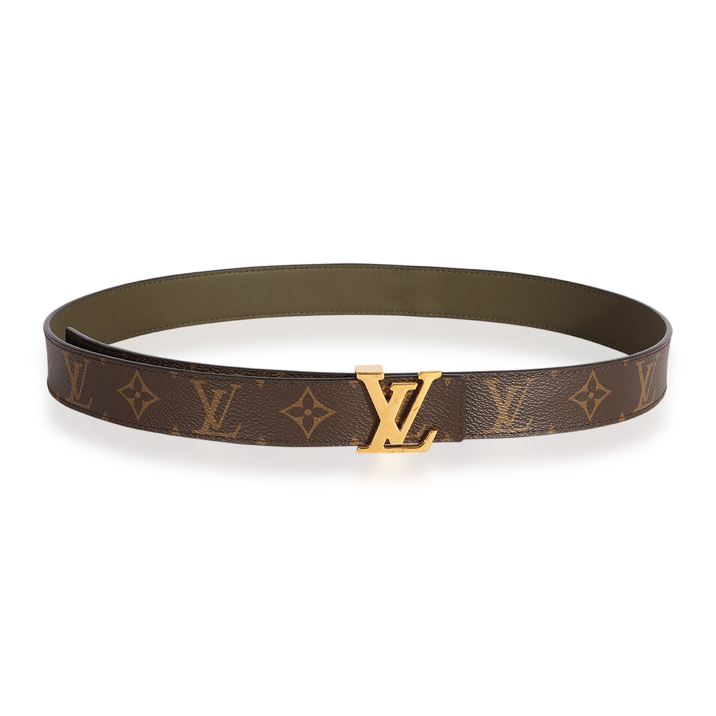 Louis Vuitton Louis Vuitton Monogram Canvas & Olive Green Reversible Initiales Belt 90