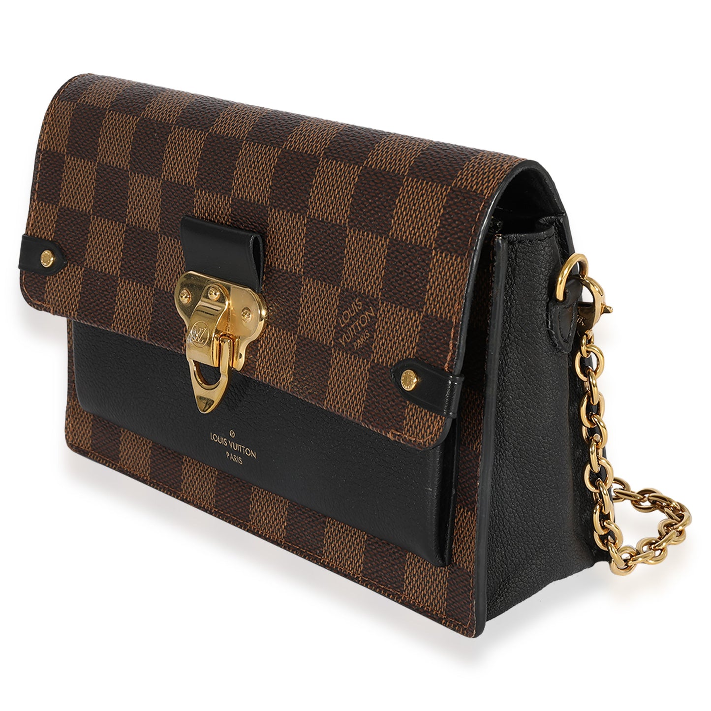 Louis Vuitton Louis Vuitton Damier Ebene Canvas & Black Cowhide Vavin Chain Wallet