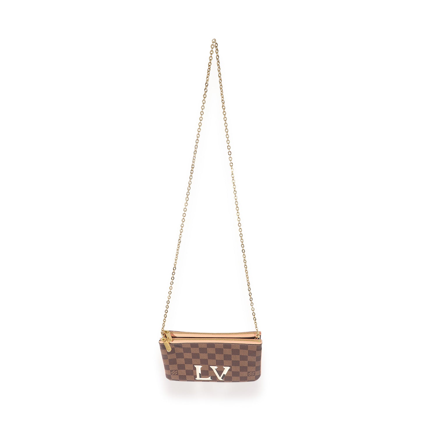 Louis Vuitton Louis Vuitton Damier Ebene & Rose Ballerine Double Zip Pochette