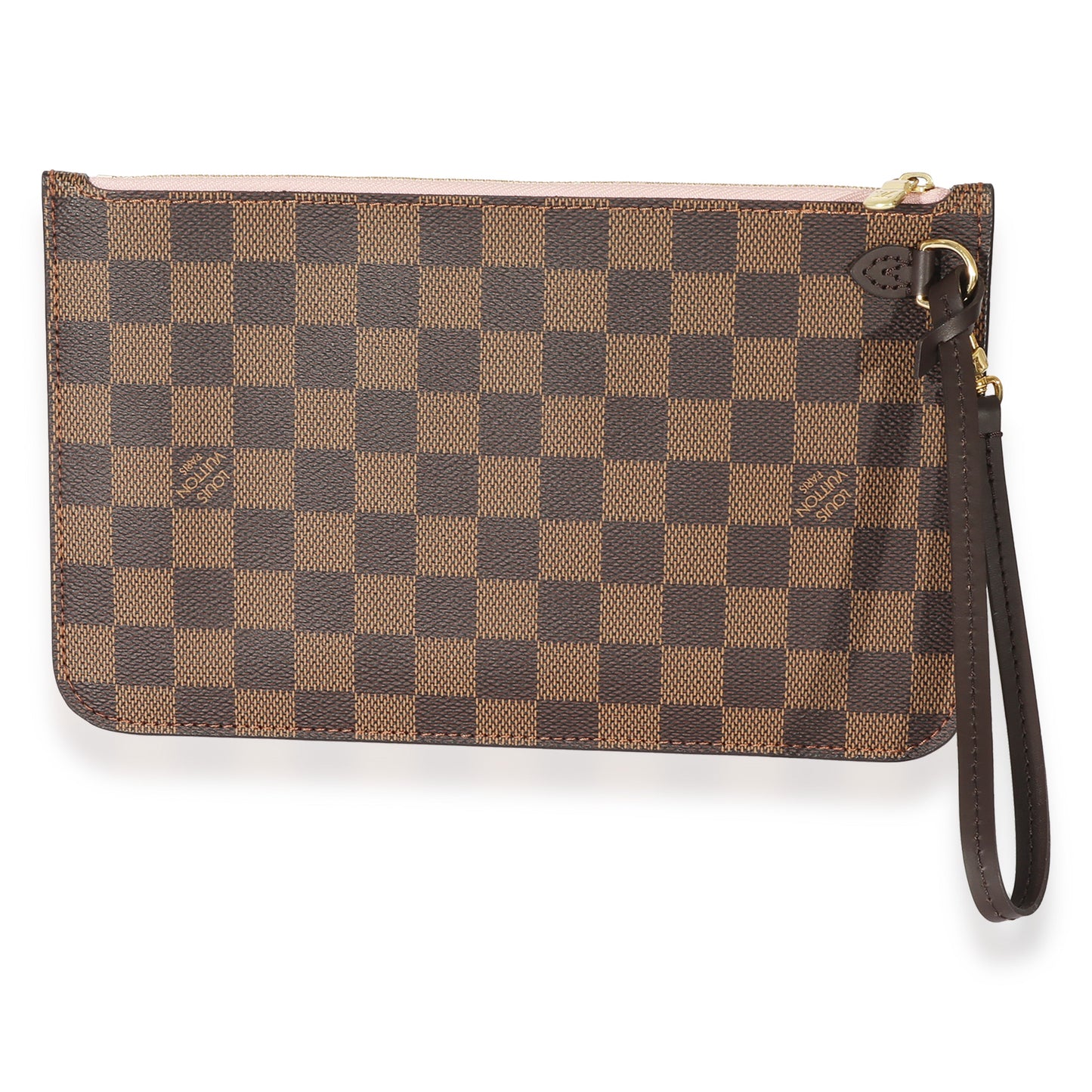 Louis Vuitton Louis Vuitton Damier Ebene Canvas Rose Ballerine Neverfull Pochette