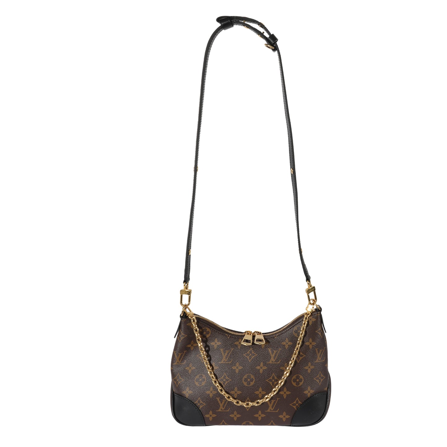 Louis Vuitton Louis Vuitton Black Leather & Monogram Canvas Boulogne NM