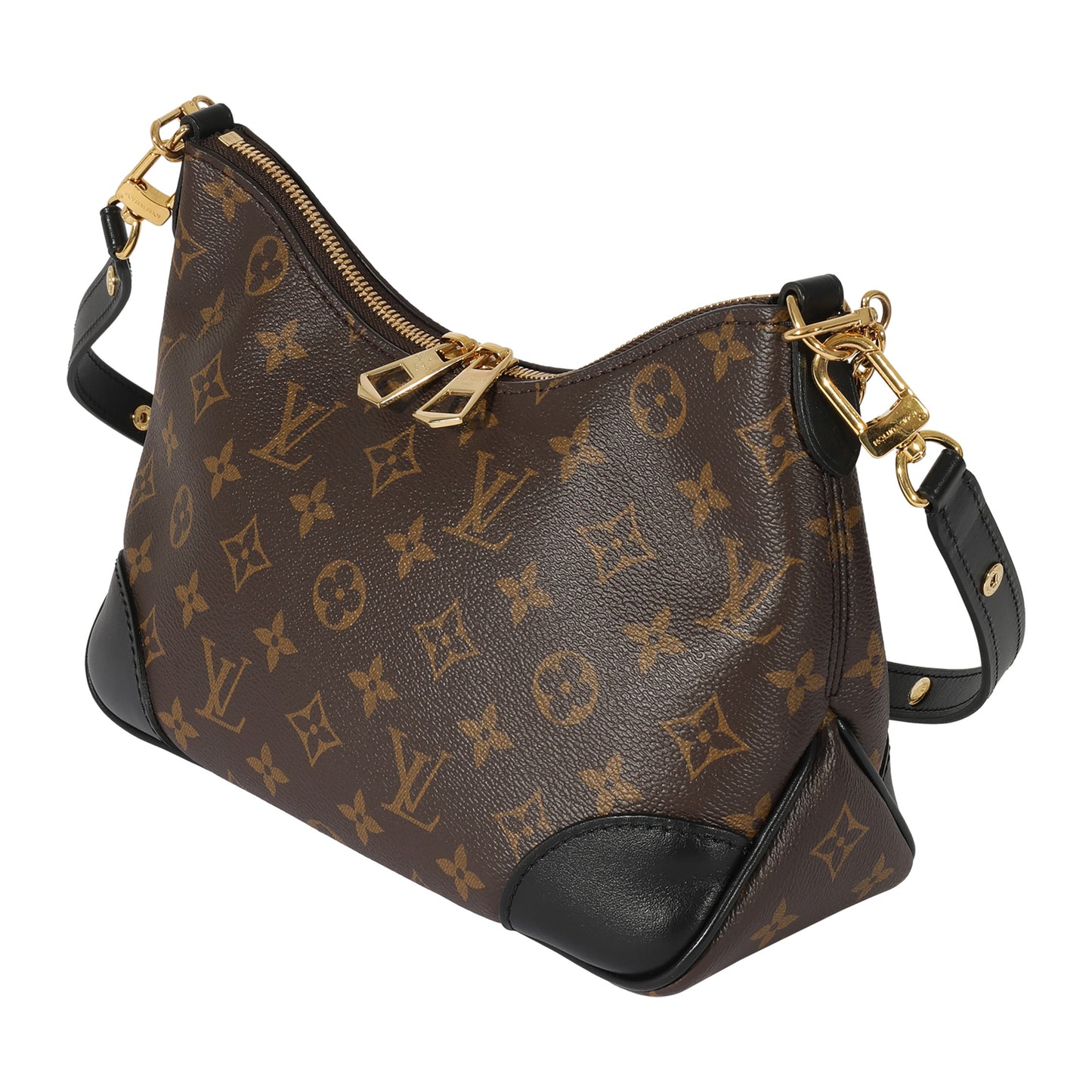 Louis Vuitton Louis Vuitton Black Leather & Monogram Canvas Boulogne NM