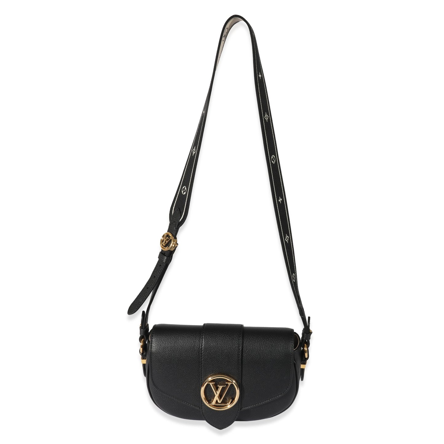 Louis Vuitton Louis Vuitton Black Grained Calfskin LV Pont 9 Soft MM