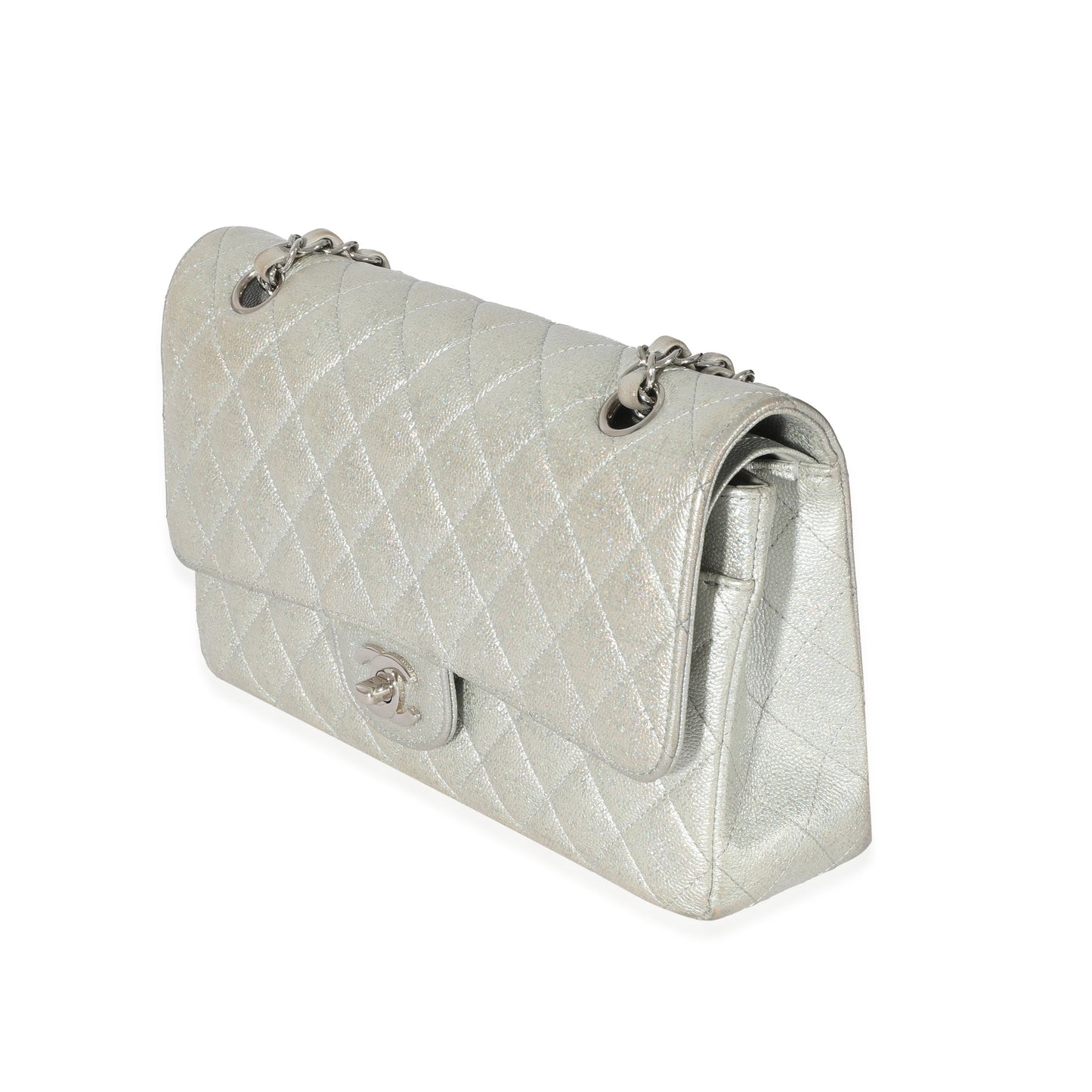Chanel 21K Glitter Caviar Medium Classic Double Flap Handbag