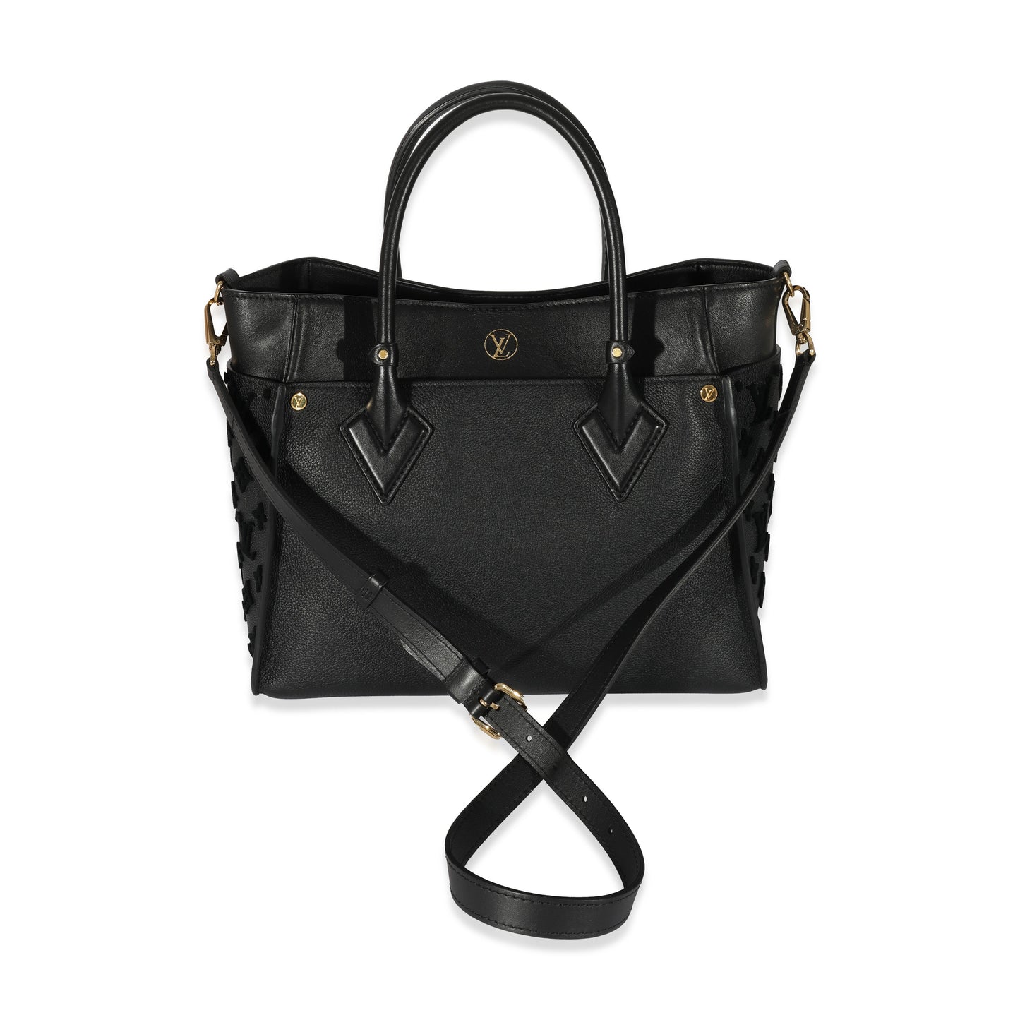 Louis Vuitton Louis Vuitton Black Calfskin On My Side MM