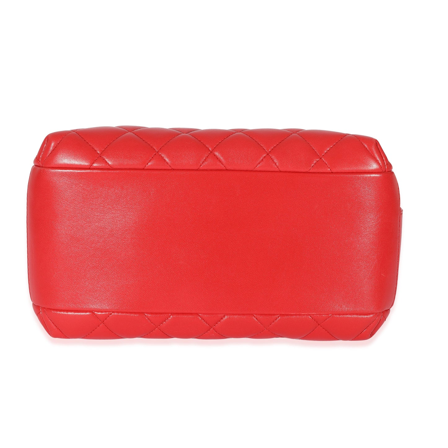 Chanel Red Quilted Lambskin CC Trendy Bowling Bag