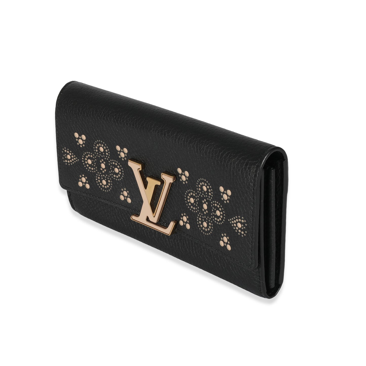 Louis Vuitton Louis Vuitton Black Leather Capucines Wallet