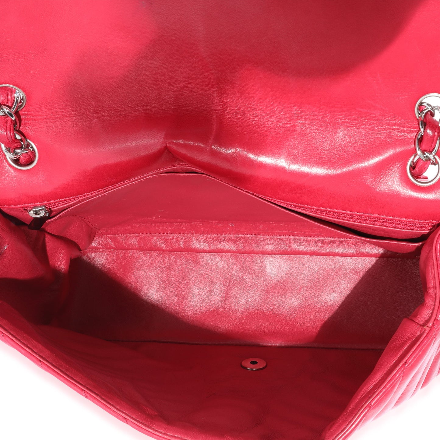 Chanel Pink Lambskin Chevron Jumbo Single Flap Bag