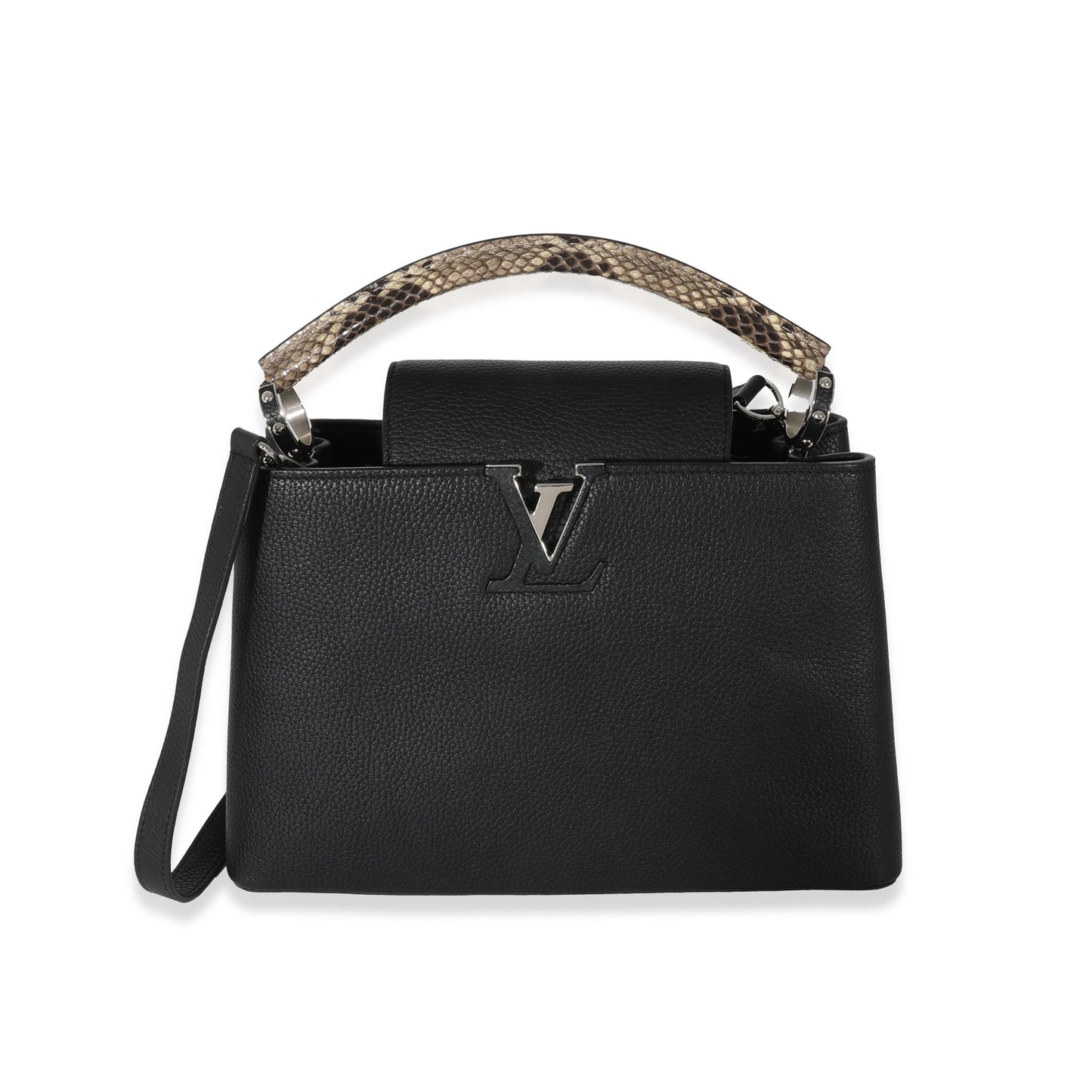 Louis Vuitton Louis Vuitton Black Taurillon Python Capucines PM