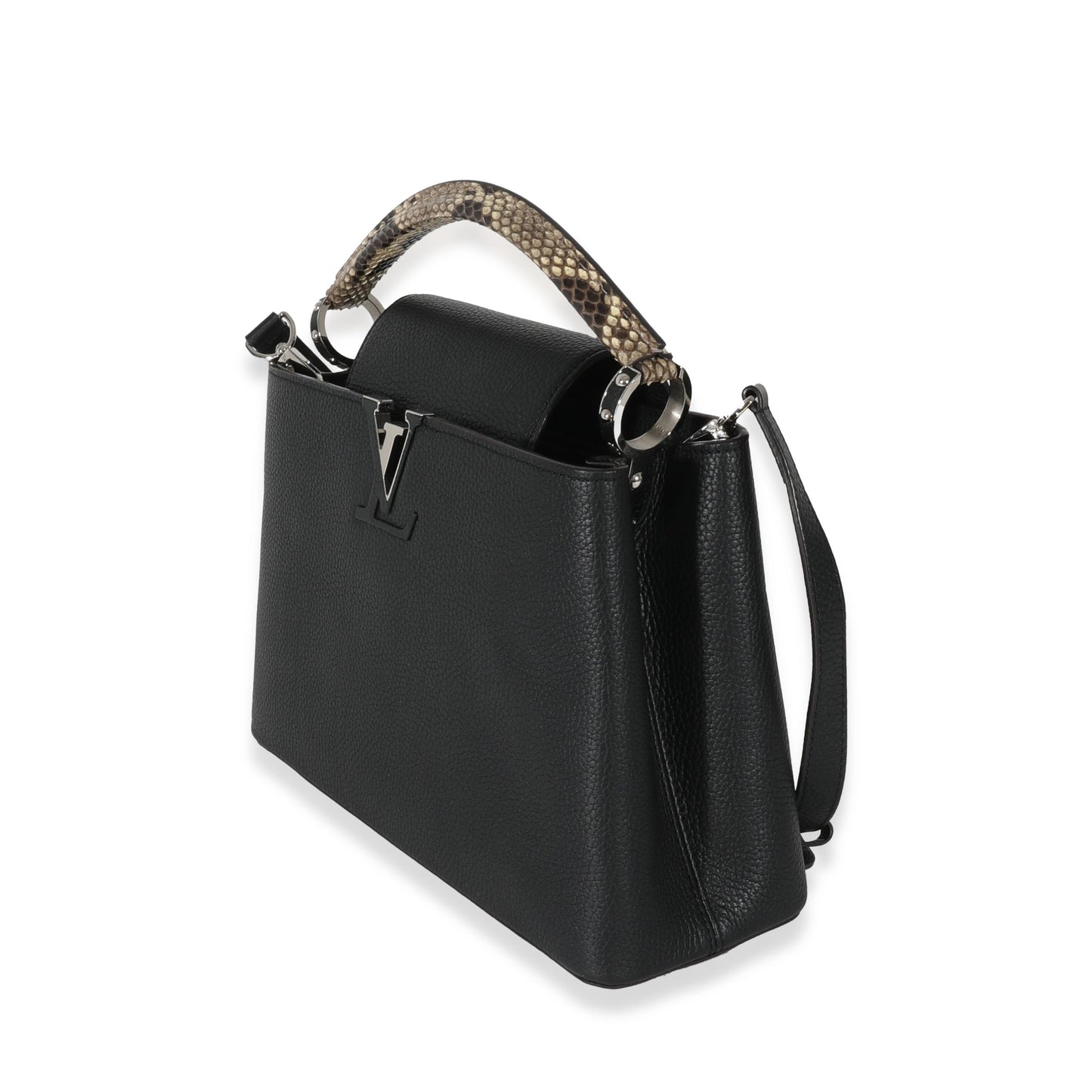 Louis Vuitton Louis Vuitton Black Taurillon Python Capucines PM