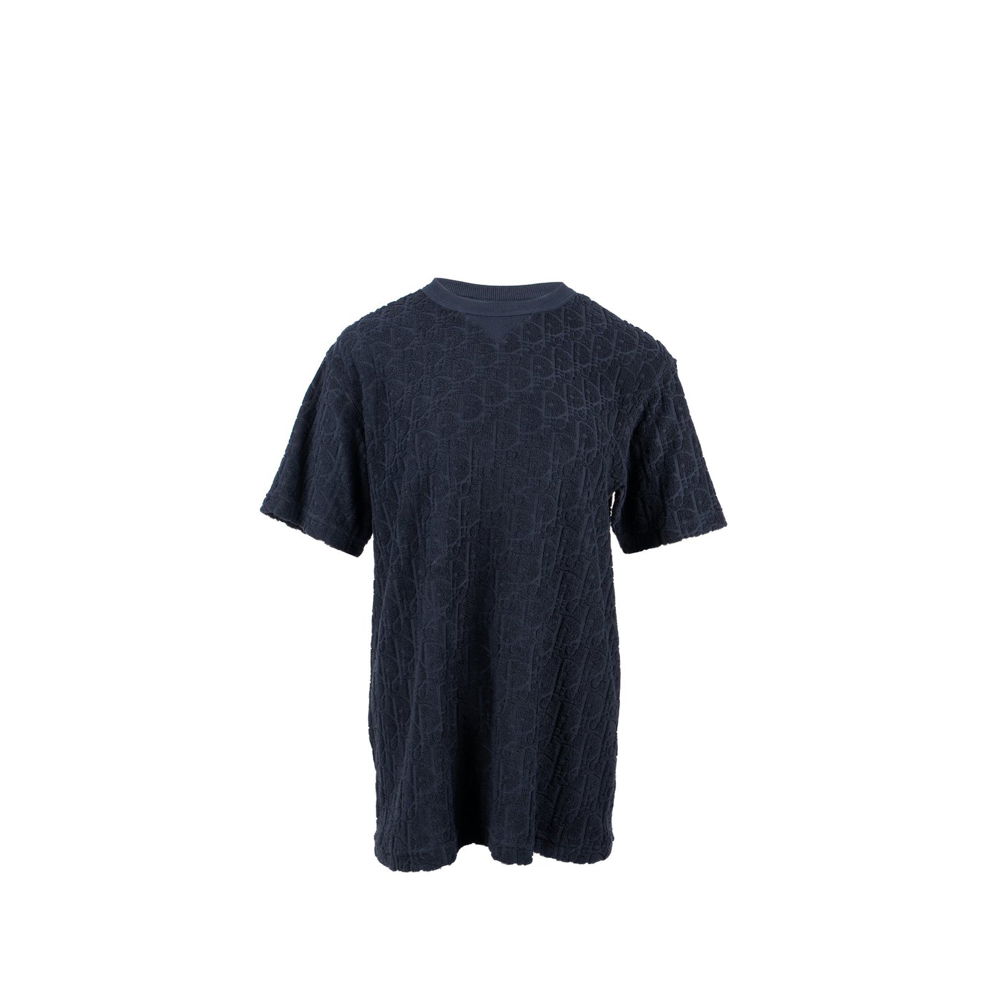Dior Size Oblique Relaxed-Fit T-Shirt Cotton Jacquard Navy Blue Terry