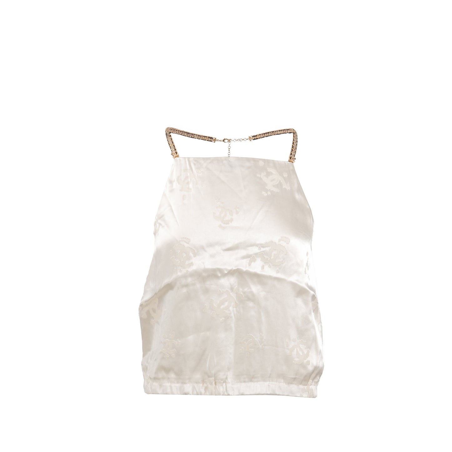 Chanel size 34 CC logo top Viscose / Silk white