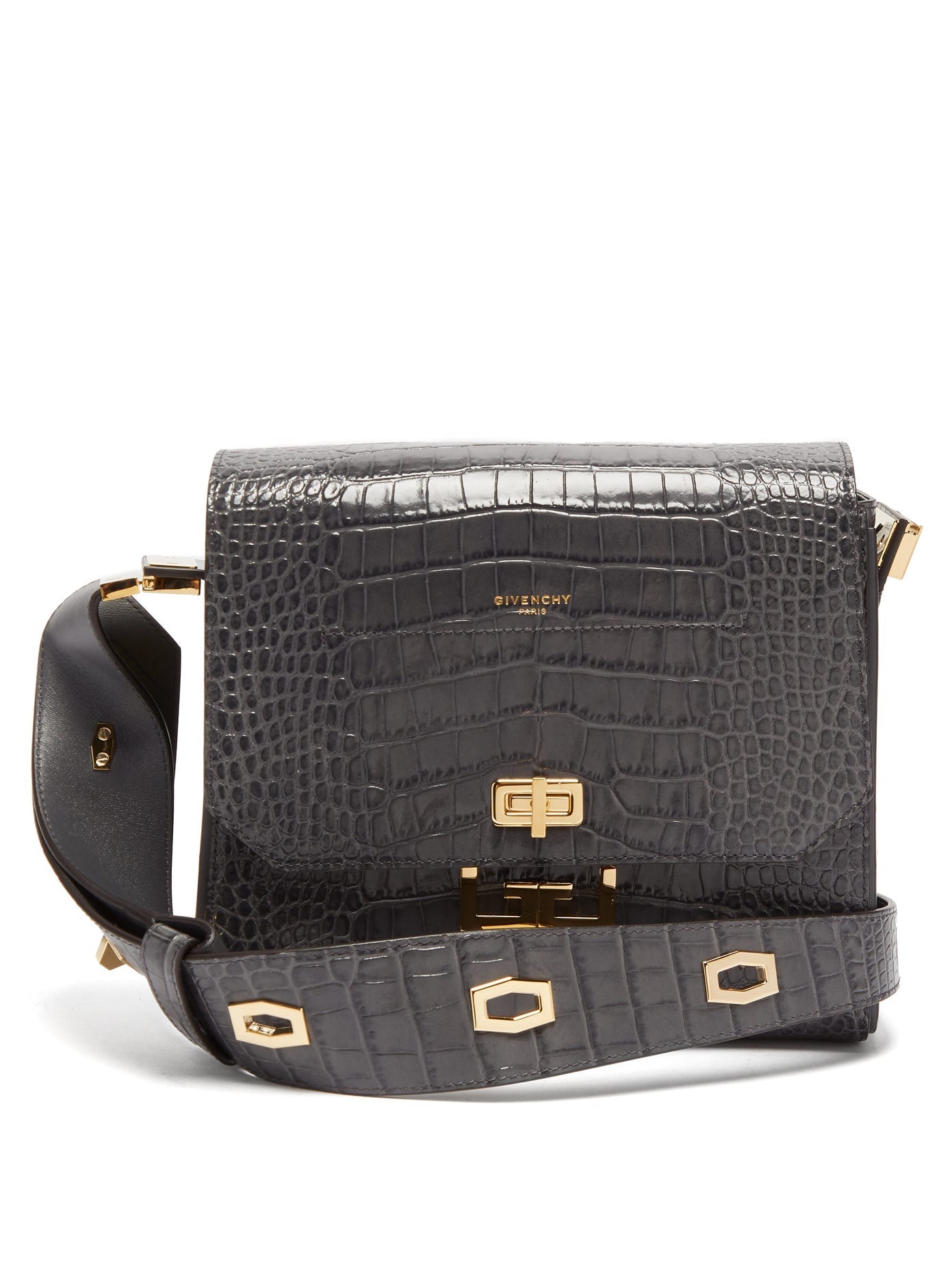 GIVENCHY EDEN MEDIUM CROC-EFFECT LEATHER SHOULDER BAG