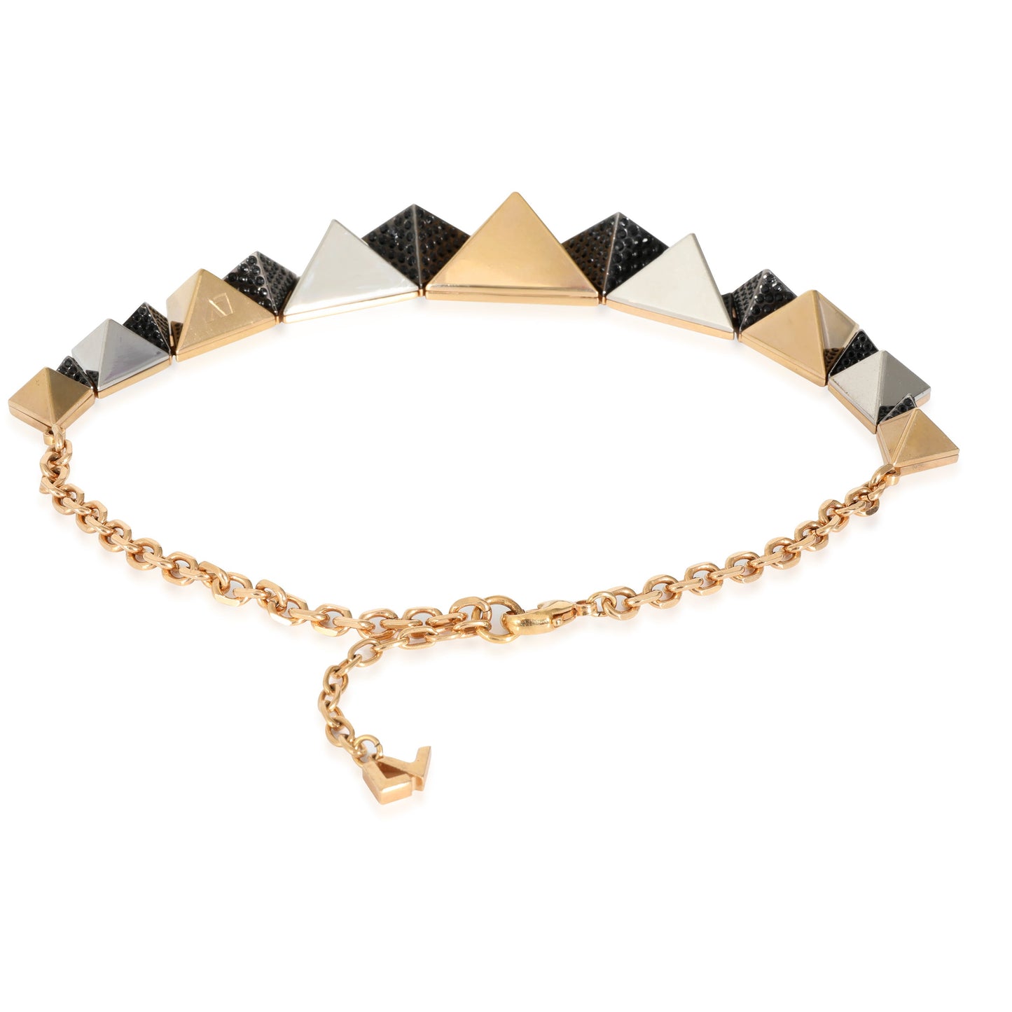 Louis Vuitton Gold Tone Pyramid Stud Necklace