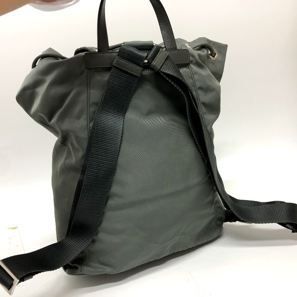 PRADA Backpack BZ0032 leather gray Triangle logo Women