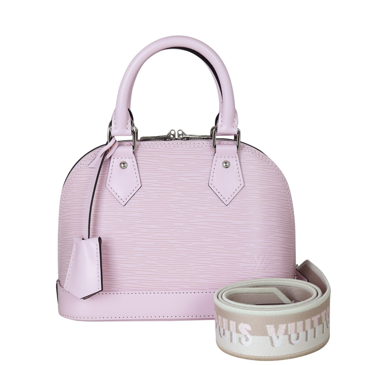 Louis Vuitton Alma BB Epi with Embroidered Strap | Guimauve Pink