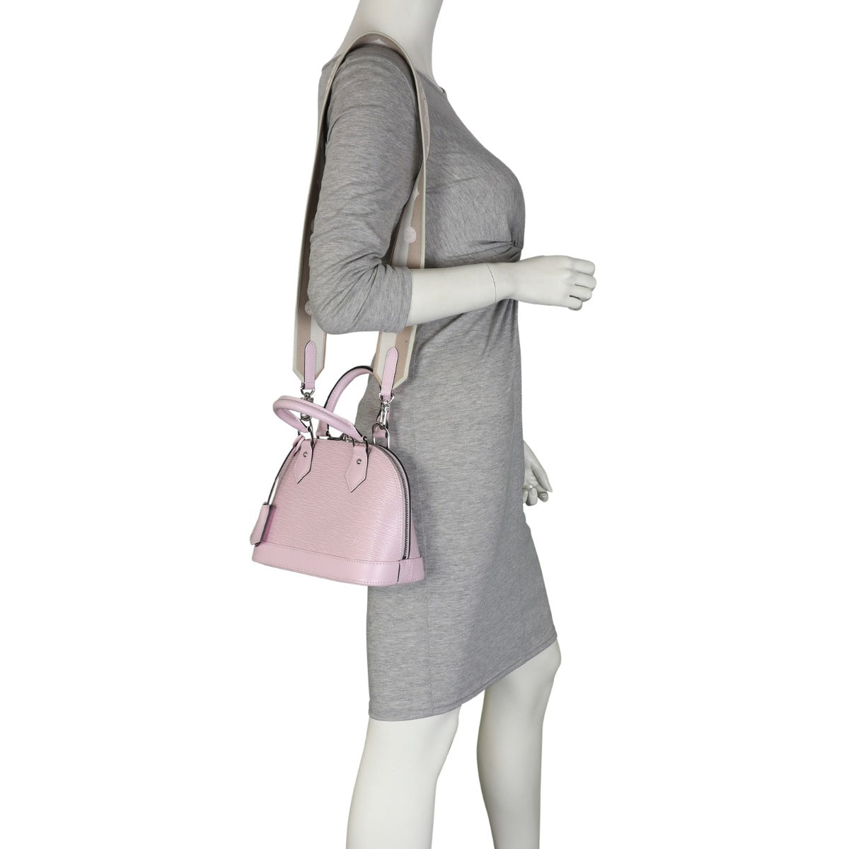 Louis Vuitton Alma BB Epi with Embroidered Strap | Guimauve Pink