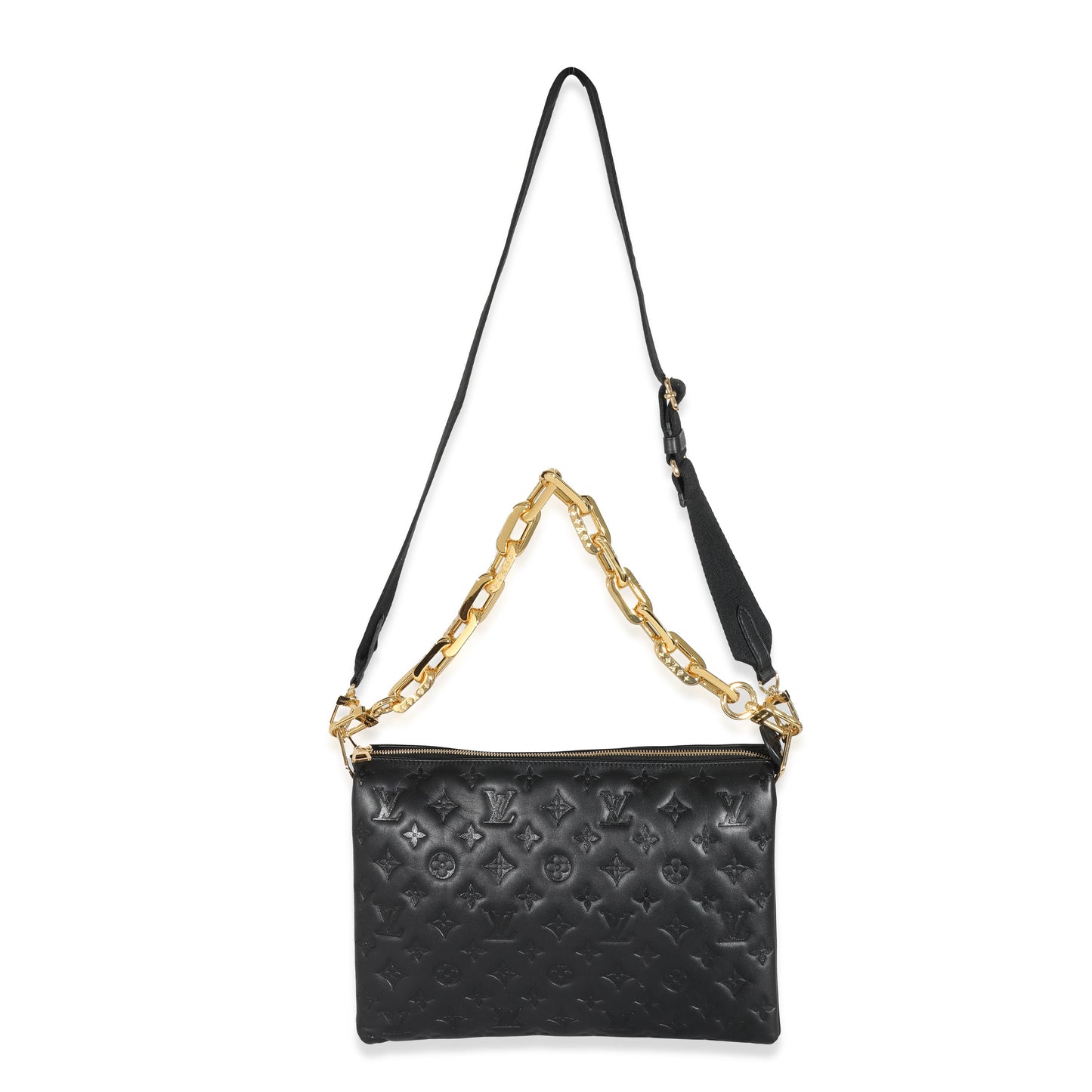 Louis Vuitton Black Monogram Puffy Lambskin Coussin MM