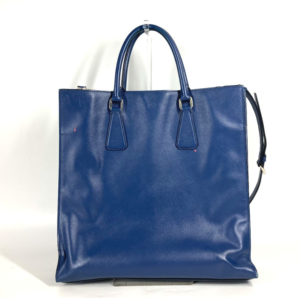 PRADA Tote Bag Safiano leather blue Bag Crossbody Shoulder Bag Triangle logo plate mens