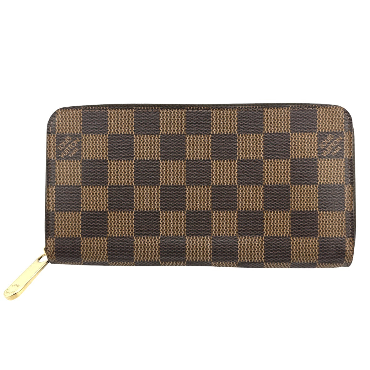 LOUIS VUITTON Long Wallet Purse N60015 Damier canvas Ebene Zip Around Damier Zippy wallet unisex(Unisex)
