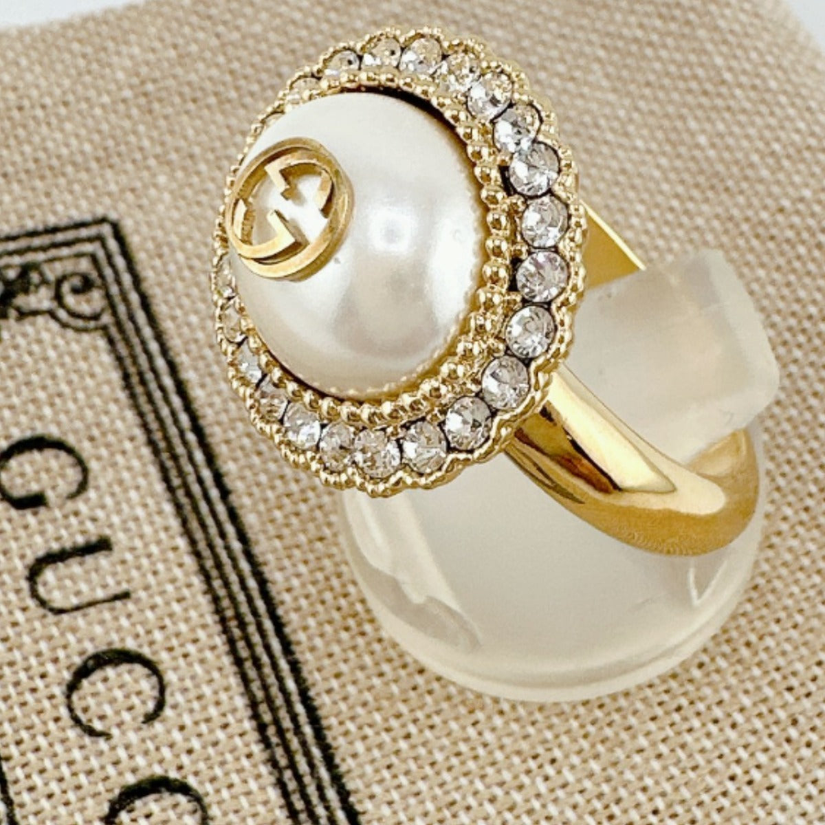 GUCCI Ring metal gold Chain effect ring GG S size Flower ring Women