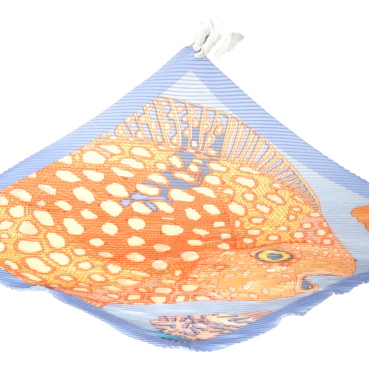 HERMES scarf silk Orange Pleated scarf Carre90 Deep Sea Fish GRANDS FONDS 100% Silk unisex(Unisex)