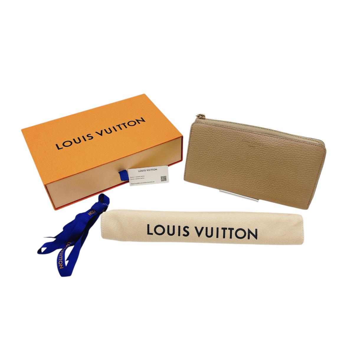 LOUIS VUITTON Long Wallet Purse M63104 Cowhide beige L-shaped fastener Taurillon Clemence Leather Portefeuille Comet Women(Unisex)