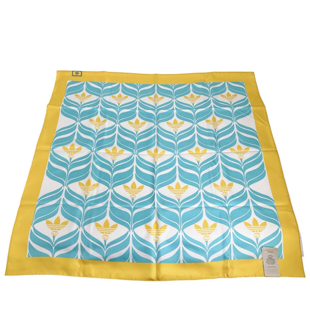 GUCCI scarf 716092 silk Yellow x blue 100% silk adidas collaboration