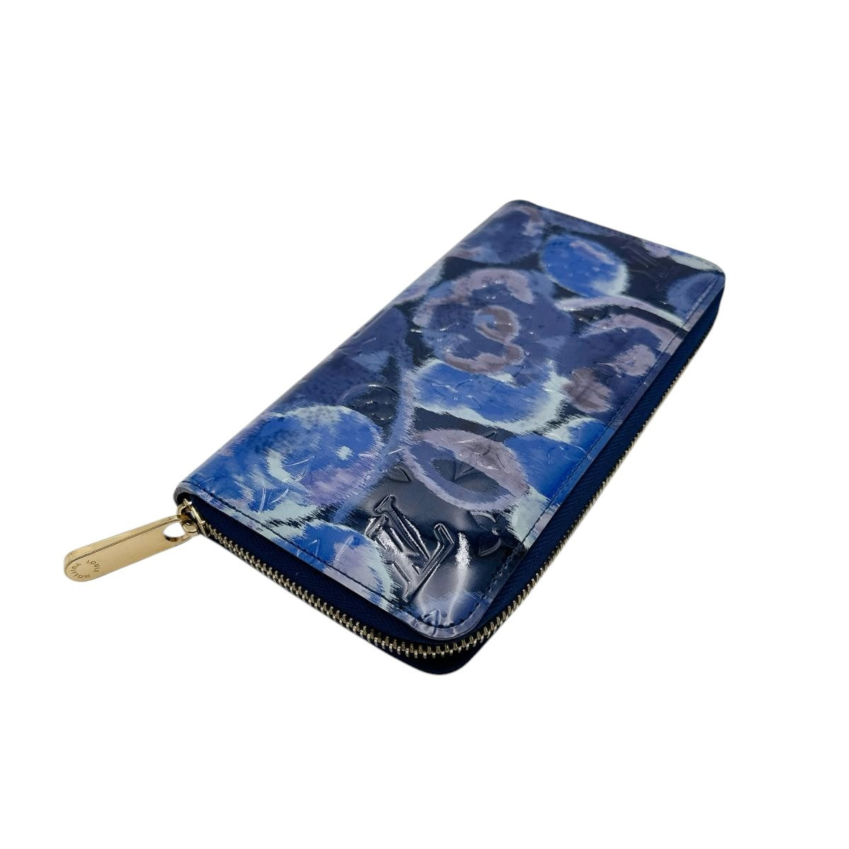 LOUIS VUITTON Long Wallet Purse M90018 Monogram Vernis blue Long Wallet Purse Monogram Vernis Ikat flower unisex(Unisex)
