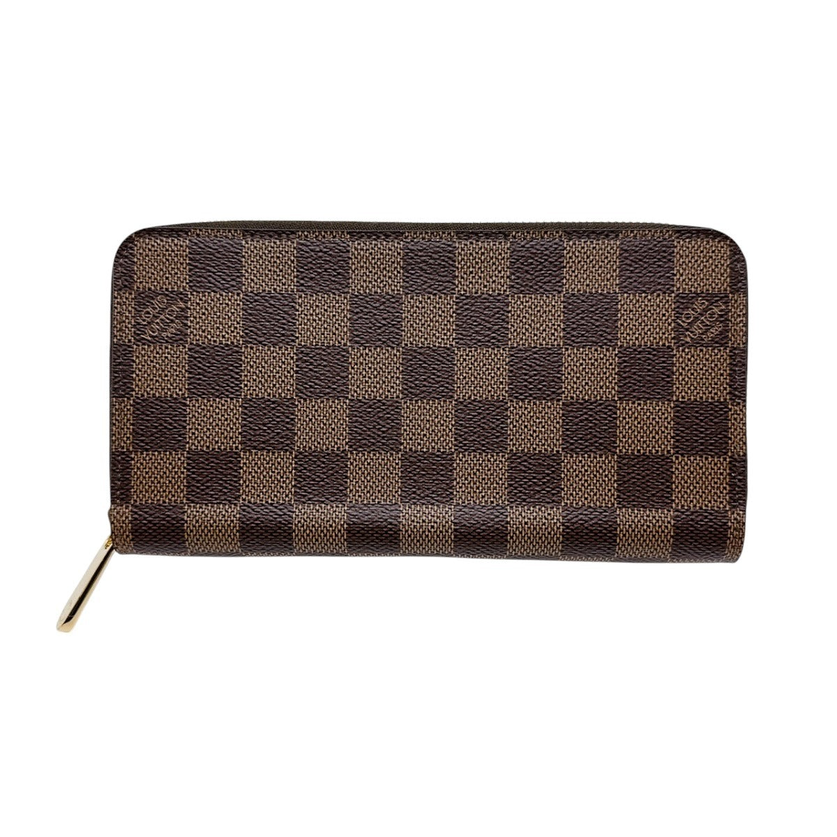LOUIS VUITTON Long Wallet Purse N60046 Damier canvas Brown Round long wallet Damier Zippy wallet unisex(Unisex)