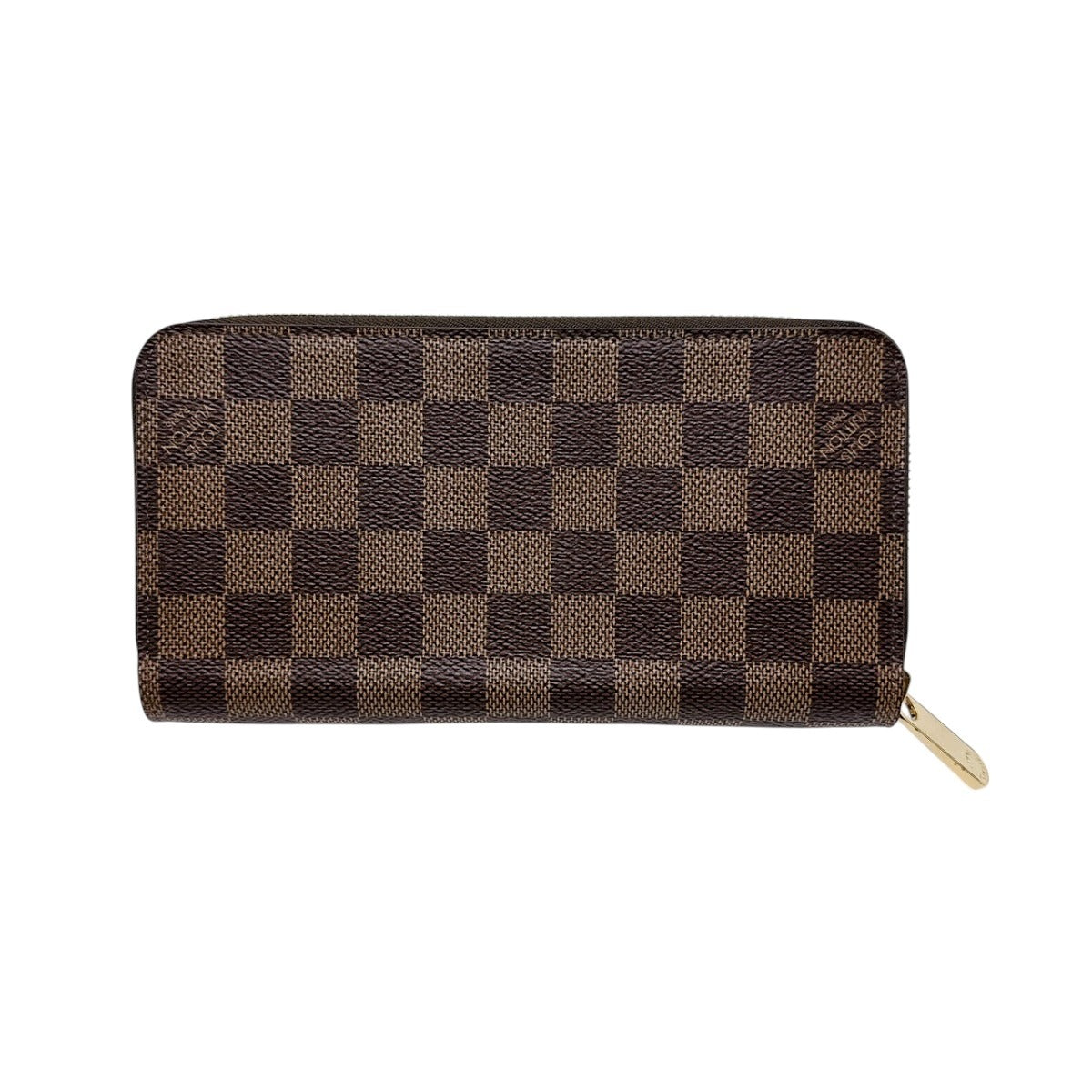 LOUIS VUITTON Long Wallet Purse N60046 Damier canvas Brown Round long wallet Damier Zippy wallet unisex(Unisex)