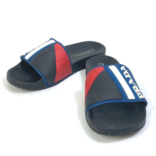 PRADA Sandals 4X3204 rubber black pool sandals flat sandals shoes logo mens 8
