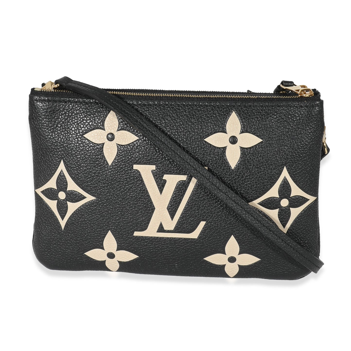 Louis Vuitton Louis Vuitton Black Beige Monogram Empreinte Double Zip Pochette