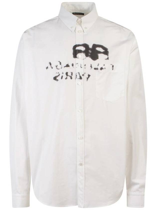 Luxury Balenciaga Trending 2025 Hand Drawn BB Overfit Long Sleeve Shirt White