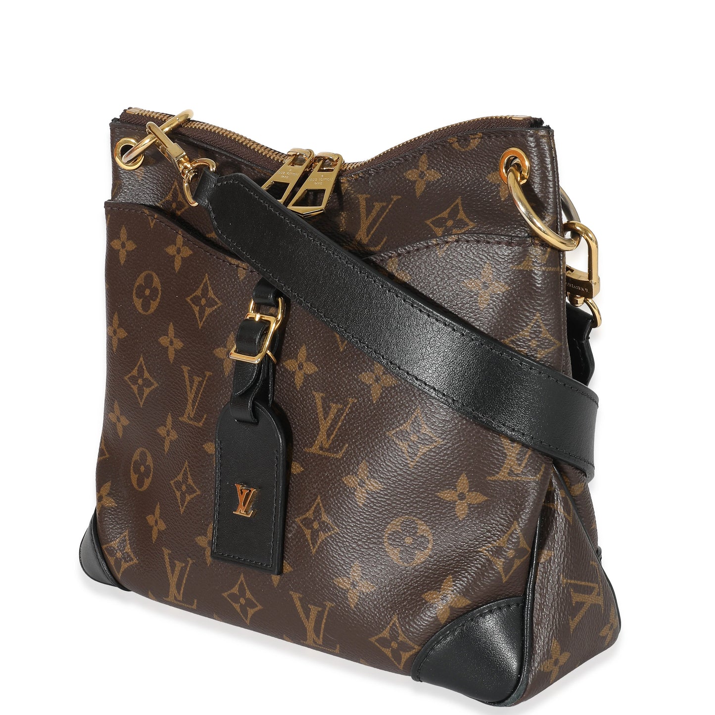 Louis Vuitton Louis Vuitton Black Leather Monogram Canvas Odeon PM