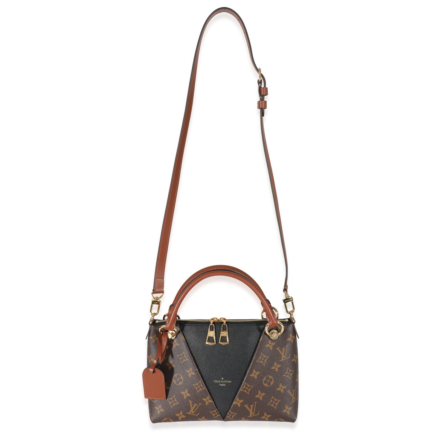 Louis Vuitton Louis Vuitton Black Leather Monogram Canvas V Tote BB