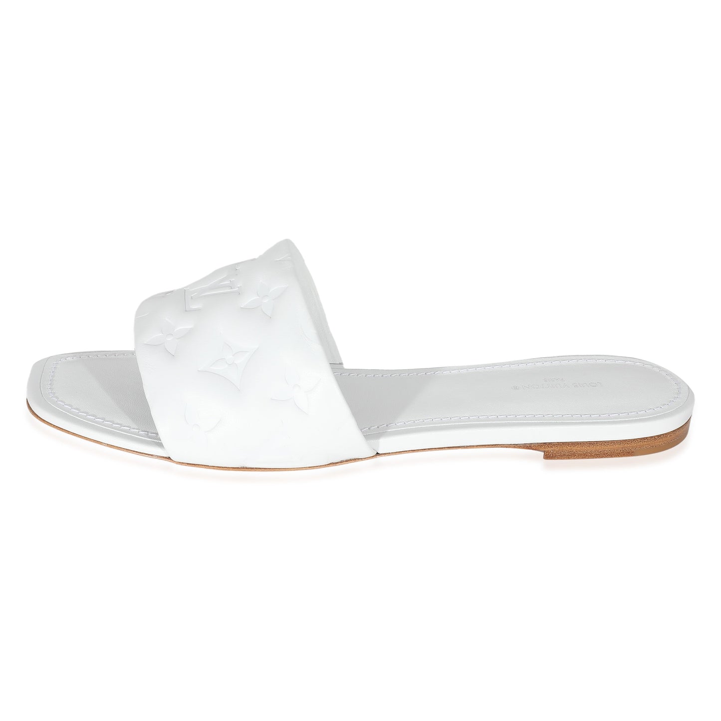 Louis Vuitton Louis Vuitton White Monogram Embossed Lambskin Revival Flat Mule