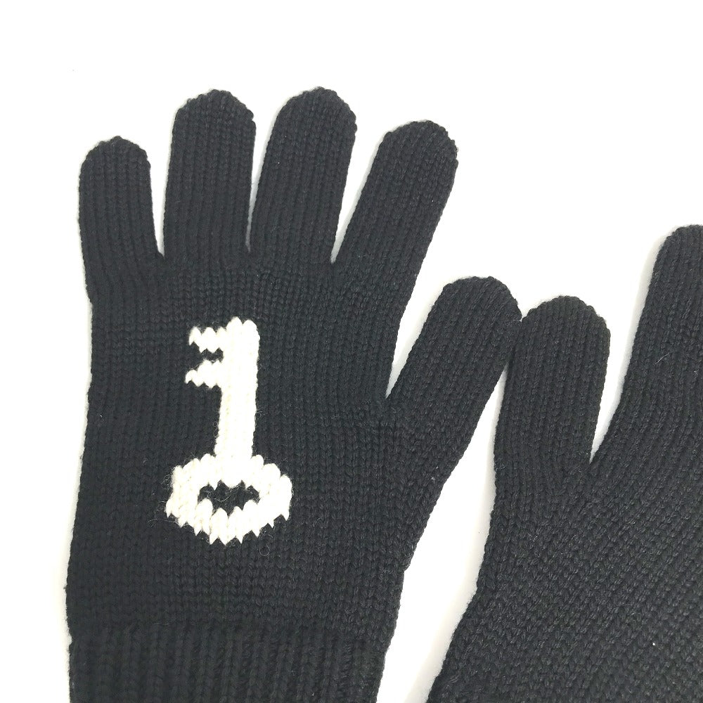 PRADA gloves wool black Glove key key design Women L