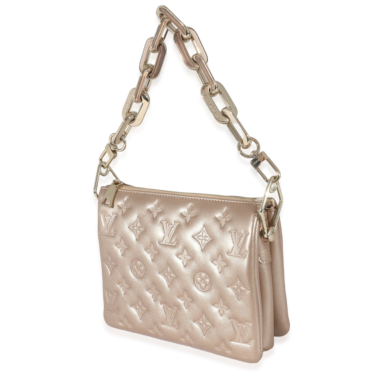 Louis Vuitton Louis Vuitton Light Gold Monogram Embossed Puffy Lambskin Coussin BB
