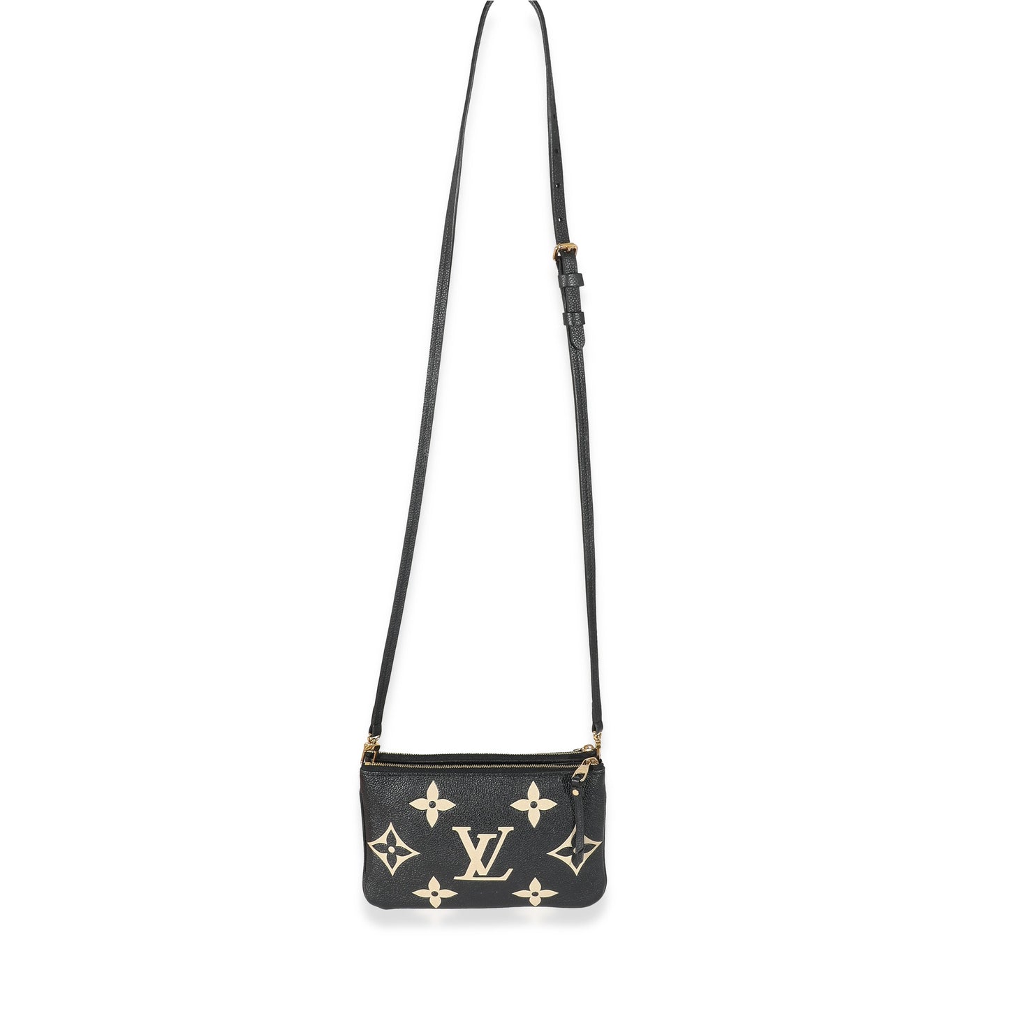 Louis Vuitton Louis Vuitton Black & Beige Monogram Empreinte Double Zip Pochette