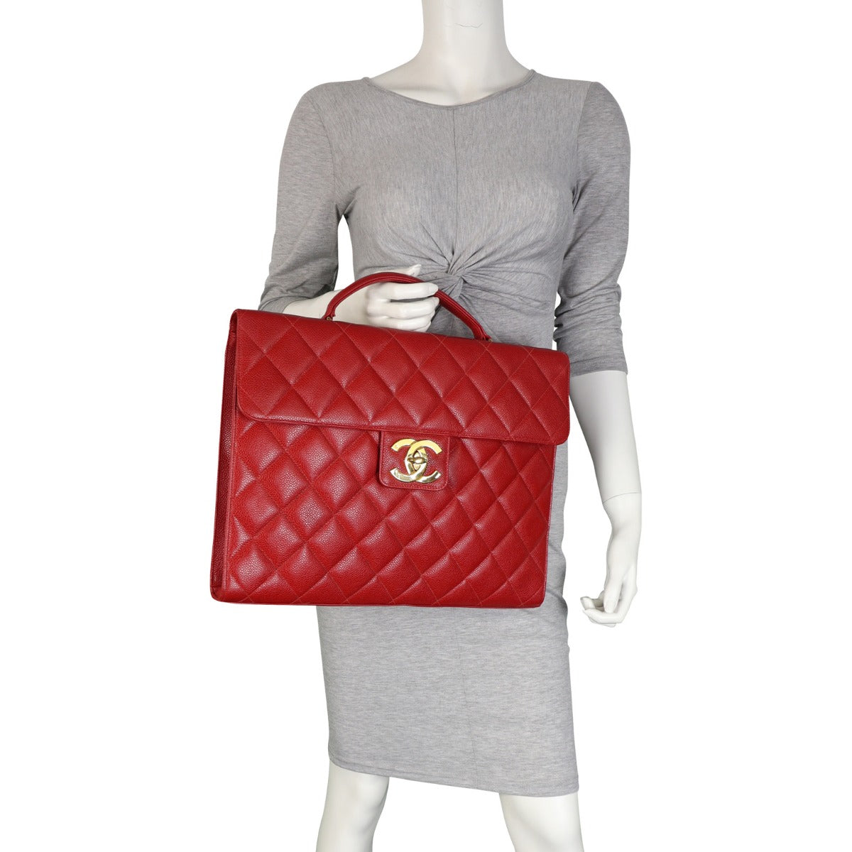 Chanel CC Quilted Briefcase | Red