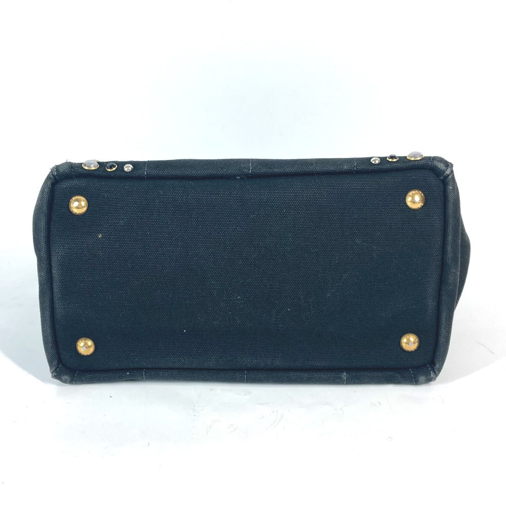 PRADA Tote Bag 1BG439 canvas black Crossbody Canapa S with Stones Women