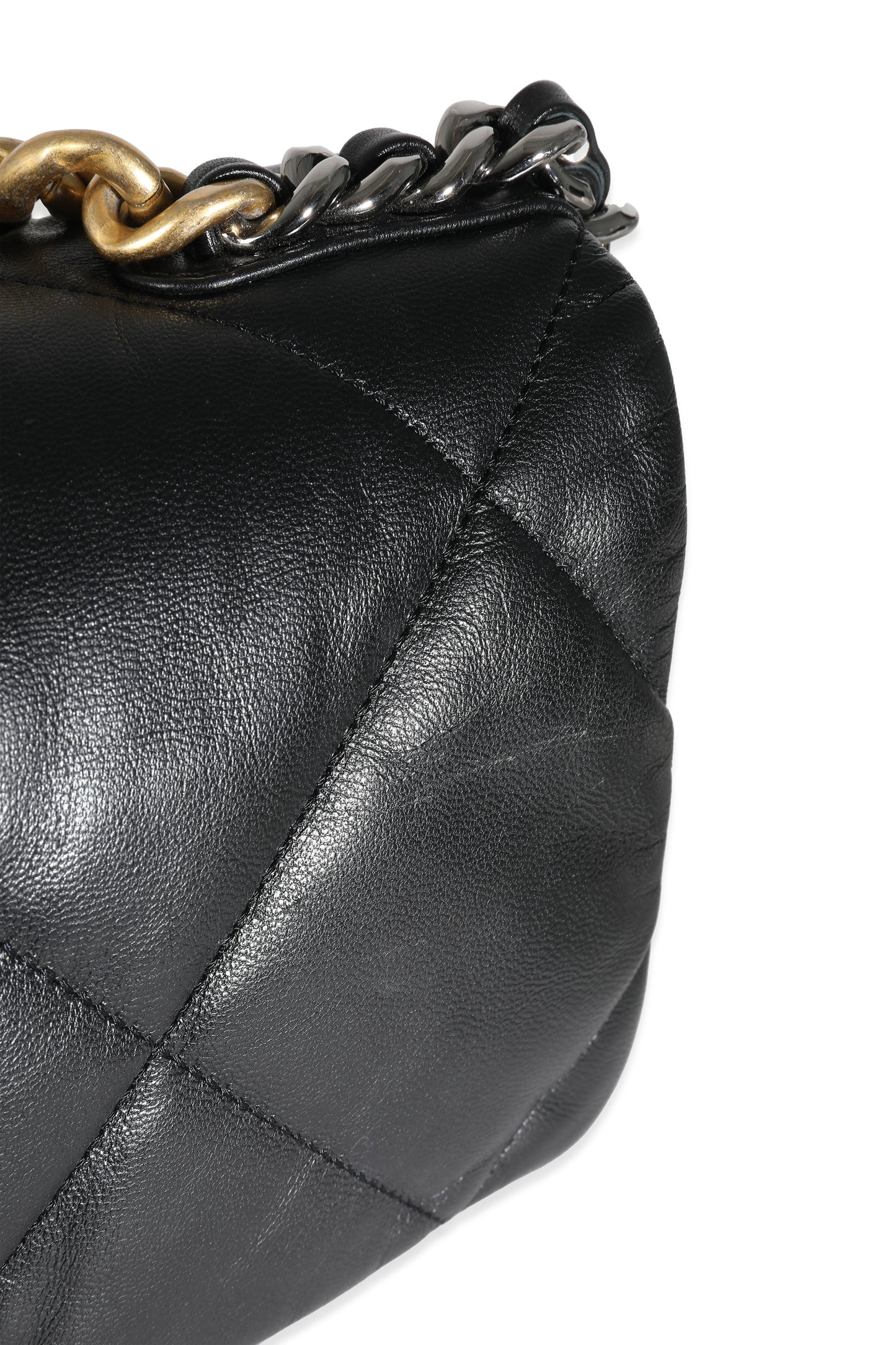 Chanel Black Shiny Lambskin Large Chanel 19 Flap Bag