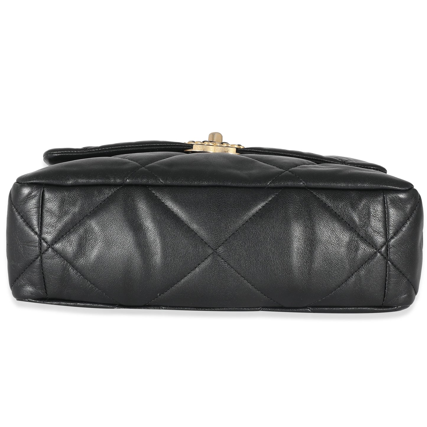 Chanel Black Shiny Lambskin Large Chanel 19 Flap Bag