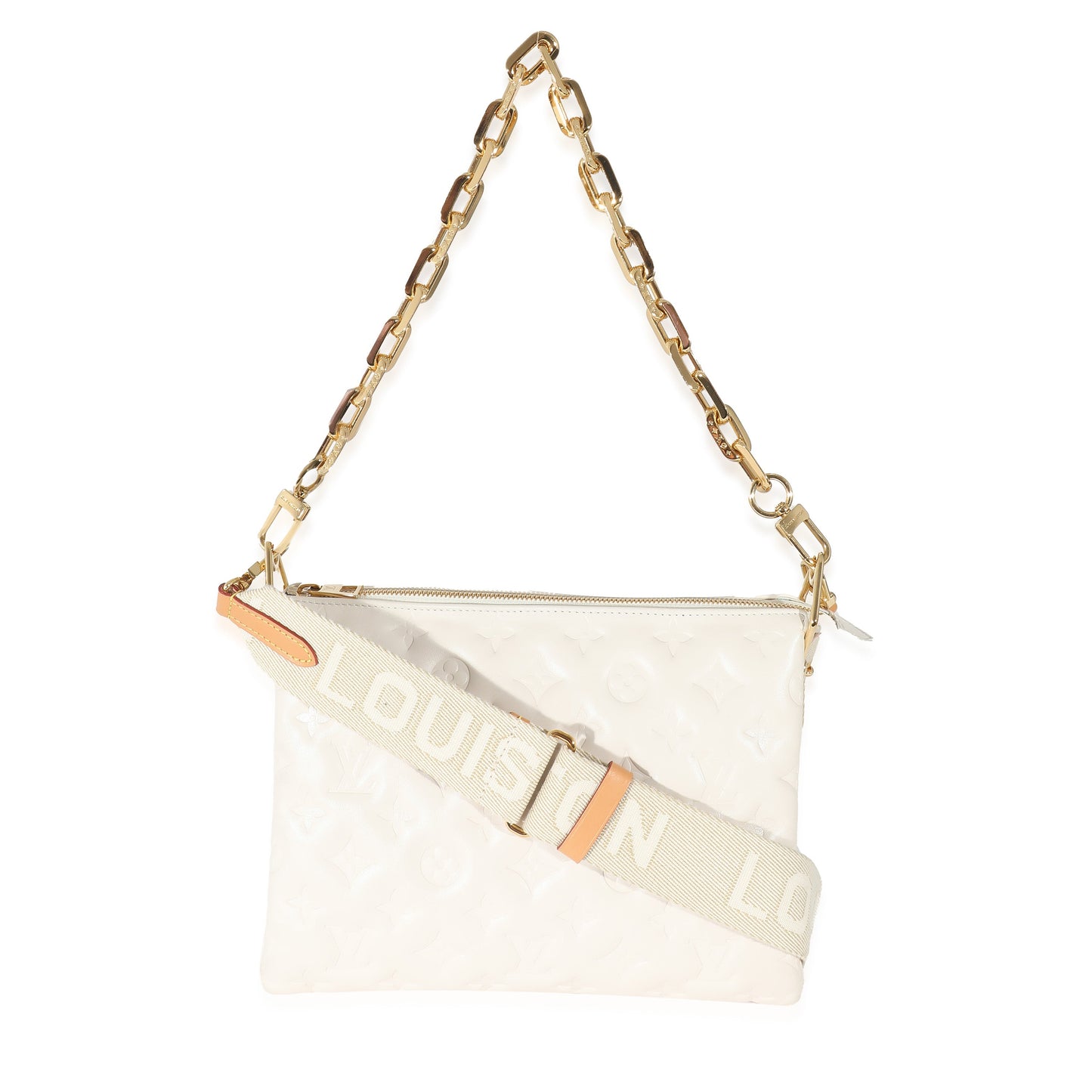 Louis Vuitton Louis Vuitton Cream Puffy Lambskin Monogram Coussin PM